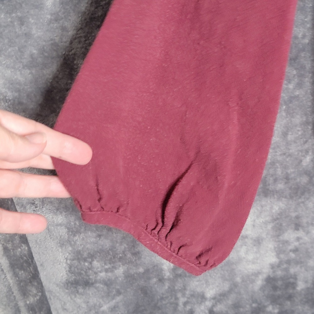 Umgee High Low Dress Large Maroon Linen Blend Fringed Hem Boho Lagenlook Peasant - Picture 4 of 10